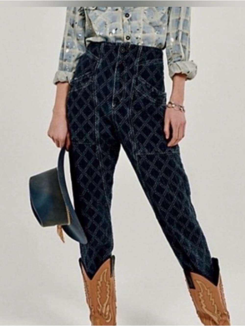 We the free, free people High-Rise Diamond-Quilted Jeans